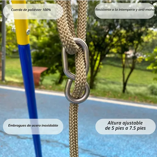 Vista 4 de SELEWARE Asiento de columpio para niños pequeños con respaldo alto de cubeta completa de servicio pesado con mosquetones de bloqueo y cuerda