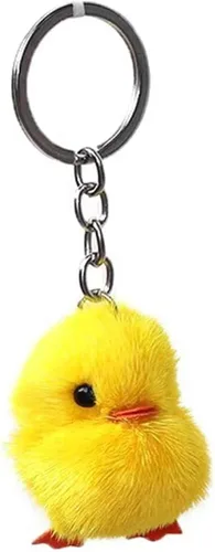 Vista 5 de LIANGLIN WU llavero para mujeres y hombres, 5 piezas peludas de pato amarillo pelusa suave pollitos llaveros Pascua llavero bolso joyería accesorios