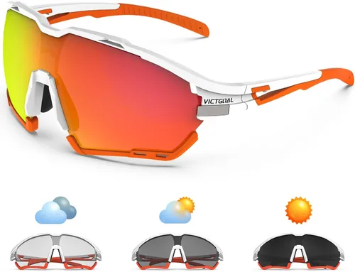 Vista 11 de VICTGOAL Cycling Glasses for Men Women with Polarized and Photochromic 2 Lenses Clear Road Bike Running Sports Sunglasses