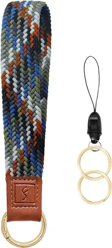 Vista 35 de Fishent Llavero elástico, bonito llavero de pulsera, cordón de muñeca tejido mejorado para llaves, llaveros para mujeres y hombres, llaves