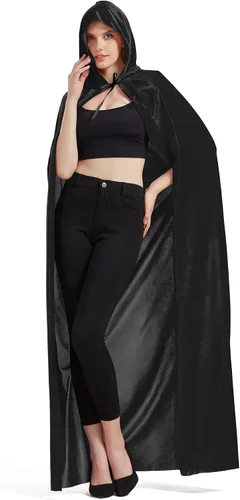 Vista 2 de QUCH Capa con capucha unisex con capucha para hombres y mujeres, capa de bruja de vampiro, disfraz de Halloween y Navidad