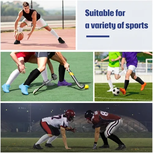 Vista 5 de Kasyat 2 pares de calcetines de fútbol para hombre, manga de compresión de pantorrilla, para fútbol, correr, adultos, jóvenes, mujeres