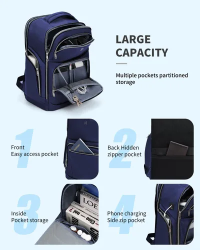 Vista 2 de Bolsa de gimnasio con compartimento para zapatos y mochila de viaje para computadora portátil