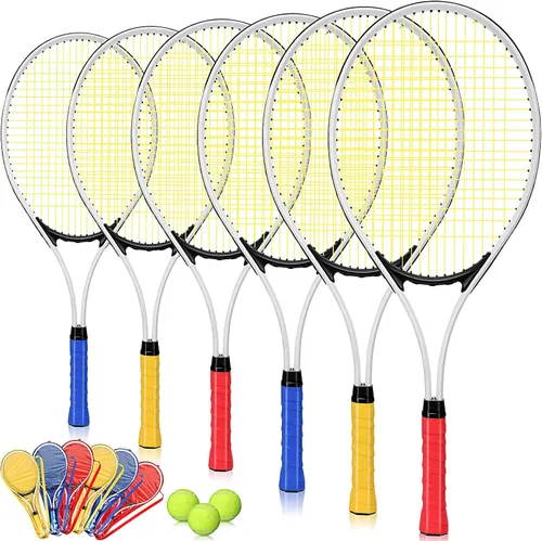 Vista 8 de 6 Pcs Tennis Rackets for Adult Recreational 6 Players 27'' Tennis Racket Set with 3 Balls Lightweight Tennis Rackets for Tennis Training Beginner