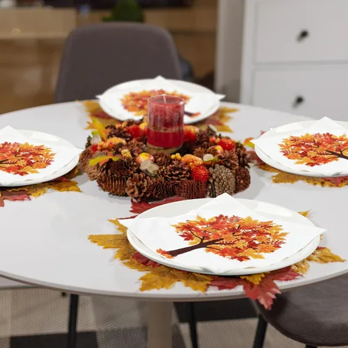 Vista 5 de Paquete de 60 servilletas de papel de otoño, hojas de arce, servilletas desechables de hojas de otoño, servilletas decorativas para otoño