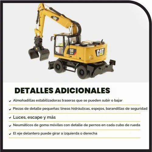 Vista 5 de Excavadora con ruedas Caterpillar M318F 1:50 - Serie High Line de Diecast Masters - 85508