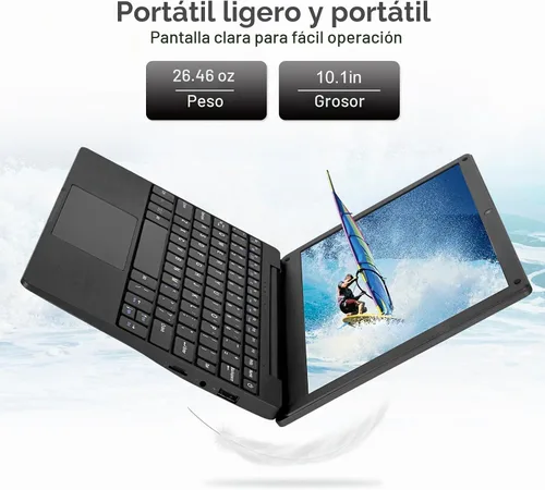 Vista 5 de Laptop de 10.1 Pulgadas, Procesador Quad-Core con Sistema Operativo Android 12.0, 2GB RAM, 64GB EMMC, Cámara Integrada, WiFi, Interfaz USB, Carga