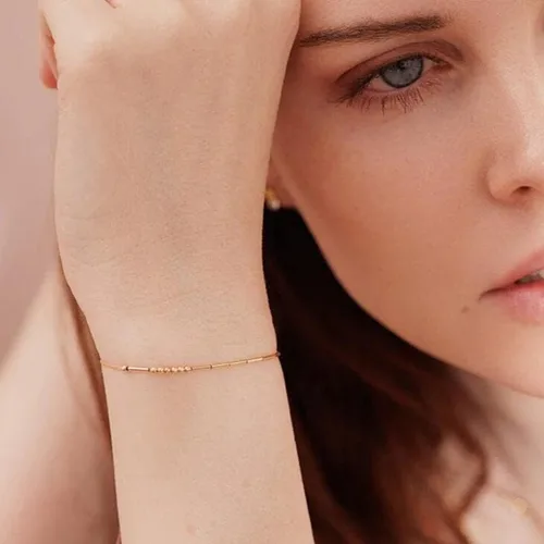 Vista 3 de JoycuFF Pulseras inspiradoras de código morse para mujeres, cuentas de plata, joyería con mantra de motivación, regalos para ella