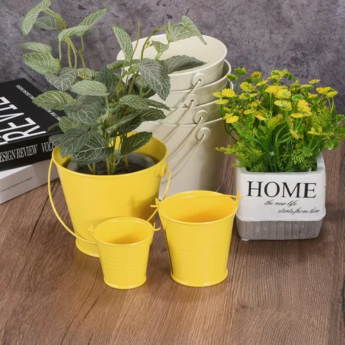 Vista 6 de PATIKIL Cubos de metal de colores de 4.7 pulgadas, paquete de 4 cubos para lápices, contenedores redondos de metal con asas para manualidades