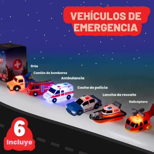 Vista 2 de Tub Works® Emergency™ Cars - Juguetes de baño iluminados, paquete de 6 Juguetes iluminados activados por agua parpadean y cambian