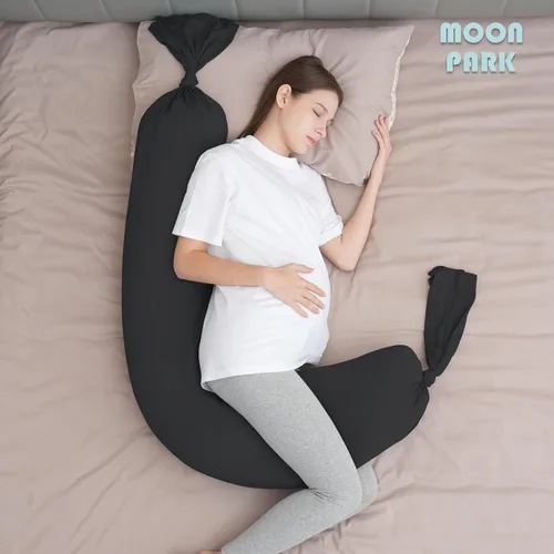 Vista 3 de MOON PARK - Almohada de embarazo con funda de enfriamiento increíblemente suave y lisa en forma de I, almohada de maternidad de cuerpo completo