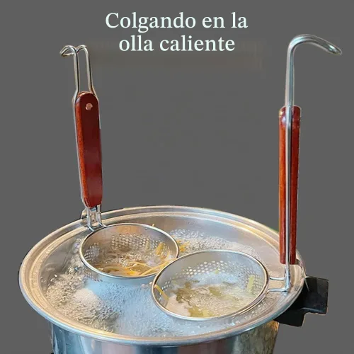 Vista 7 de TENTA KITCHEN 2 Piezas Colador de Pasta de Acero Inoxidable Micro-Perforado Con Mango, Colador de Fideos para Dumplings de Alimentos, Cesta Coladora