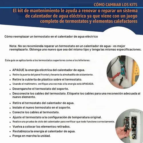 Vista 8 de Termostato de calentador de agua EWH-00, termostato eléctrico para calentador de doble elemento, incluye termosatato de elemento superior e