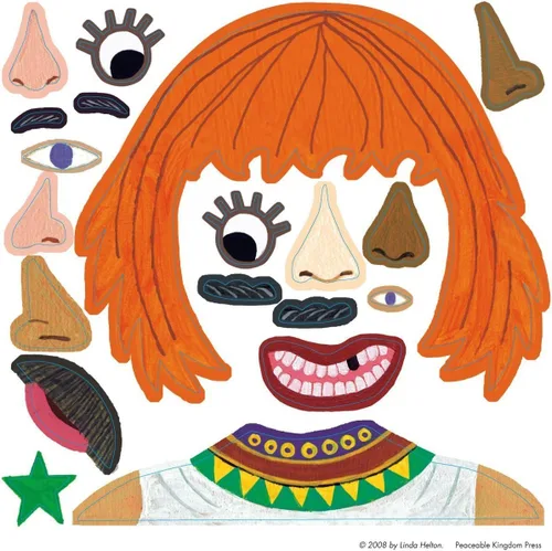 Vista 9 de Peaceable Kingdom calcomanía diversión. Funny Faces reutilizable Etiqueta bolsa