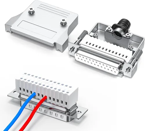 Vista 9 de DB37 - Placa de conexión hembra, adaptador de terminal D-Sub de 37 pines con terminales de tornillo, placa de conector sin soldadura para cable