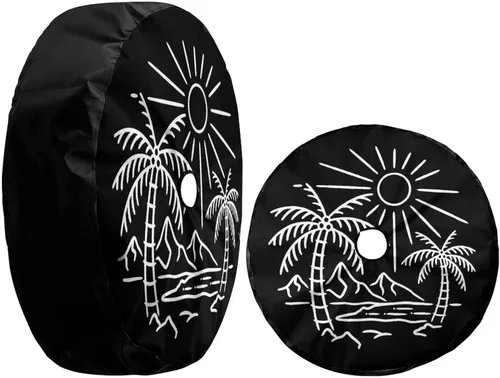 Vista 3 de Funda para neumático de repuesto de playa con orificio para cámara de respaldo. Funda para rueda de 17 pulgadas, apta para remolques, vehículos
