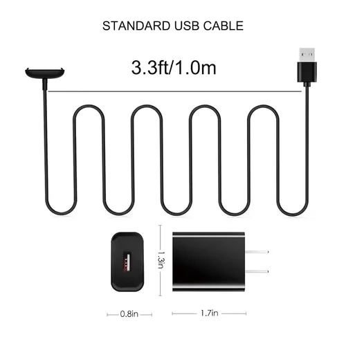 Vista 5 de Paquete de 2 cargadores magnéticos de pared de 5 V para Fitbit Inspire 3 Smartwatch Charger Dock USB adaptador de cable de cable de carga rápida