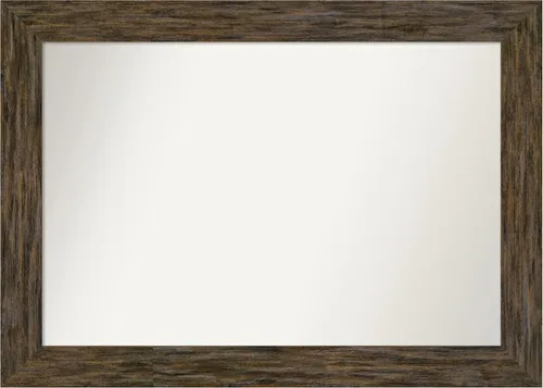 Vista 100 de Amanti Art Espejo personalizado, espejo de baño marrón Fencepost, espejo de pared o espejo de tocador de baño sobre el fregadero (27 x 27 pulgadas)