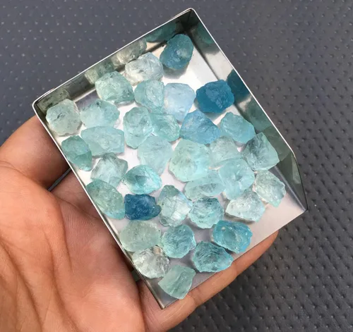 Vista 2 de ARTNGEMS 10 piedras preciosas crudas de aguamarina natural, piedras crudas de 0.47 a 0.55 pulgadas, piedras crudas azul aguamarina semipreciosas