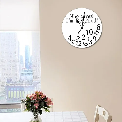 Vista 4 de Relojes de pared redondos de madera de cuarzo, reloj de jubilación, reloj de pared de madera para decoración de cocina, reloj de pared sin tictac