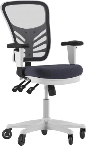 Vista 18 de Flash Furniture Nicholas Silla de oficina ergonómica giratoria ejecutiva multifunción de malla negra con brazos ajustables y ruedas de rodillo