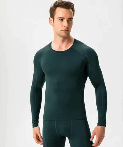 Vista 7 de Camiseta de compresión para hombre, manga larga, atlética, entrenamiento, camiseta deportiva activa, capa base, camiseta de ajuste seco
