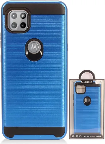 Vista 4 de Para Motorola One 5G Ace XT2113, Moto One 5G Ace (2021) - Funda de teléfono estilo cepillado - CS3 Azul