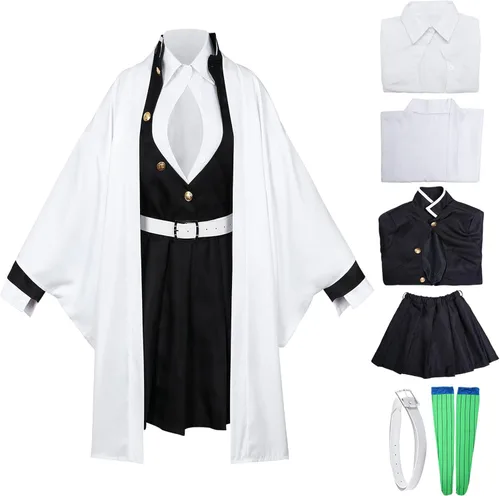Vista 6 de Nezuko Cosplay de Zentisu Tanjiro Cosplay para adultos niños, traje Mitsuri Shinobu Inosuke, disfraz de anime de Halloween