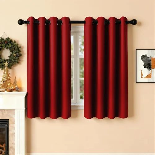 Vista 74 de Cortinas de oscurecimiento de habitación de 45 pulgadas de largo para dormitorio y sala de estar, cortinas térmicas aislantes con ojales