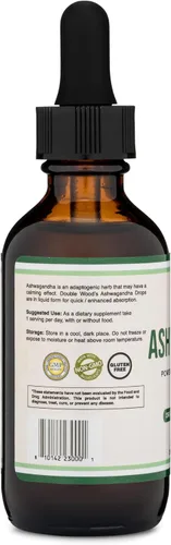 Vista 4 de Gotas orgánicas de Ashwagandha para el alivio del estrés (1,200mg, 60 porciones) Tintura de Ashwagandha para el apoyo suprarrenal y el manejo