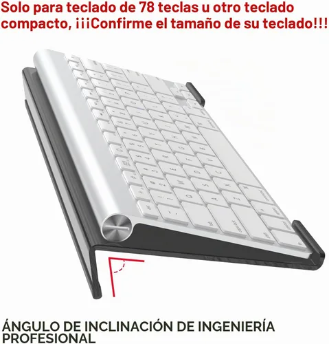 Vista 3 de Soporte de teclado de acrílico para escritorio de computadora, elevador de teclado con inclinación y elevación, soporte de teclado para escritorio