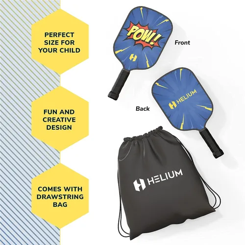 Vista 4 de Helium Paleta de pickleball para niños, paleta de tamaño infantil para niños de 12 años en adelante, núcleo de panal ligero, cara de golpe