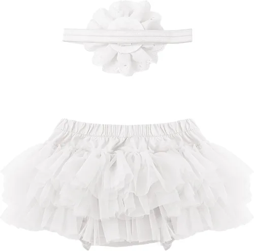 Vista 2 de YOOJIA Minifalda tutú de princesa de tul con diadema para niñas pequeñas, trajes de fiesta de cumpleaños