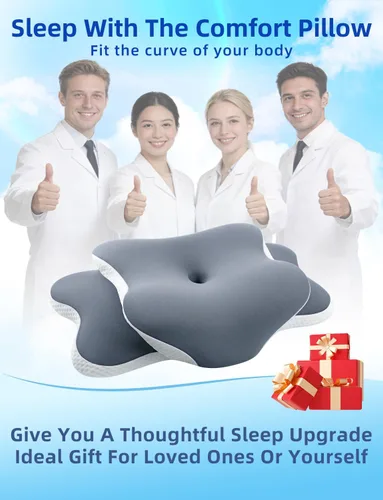 Vista 8 de Almohada de apnea del sueño, almohada cervical para aliviar el dolor de cuello y hombros, almohada de espuma viscoelástica, almohada ergonómica