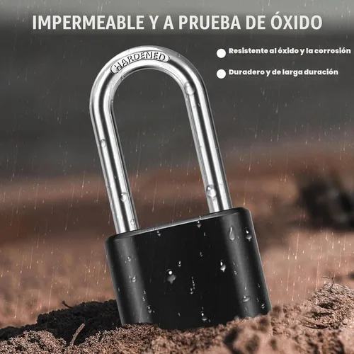 Vista 3 de Candado de combinación con grillete largo de 6.35 cm, Diyife - Candado grande para exteriores resistente a la intemperie, diseño de contraseña