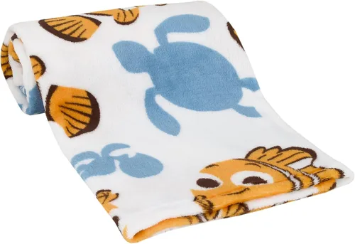 Vista 19 de Disney Finding Nemo Naranja, Aguamarina y Blanco Crush y Squirt Manta Súper Suave para Bebé de Tortuga, Naranja, Aguamarina, Blanco