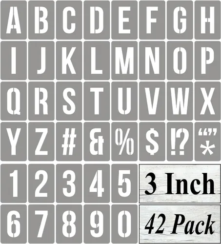 Vista 16 de Plantillas de letras del alfabeto de 1 pulgada para pintar, paquete de 42 plantillas de letras y números con letreros para pintar sobre madera