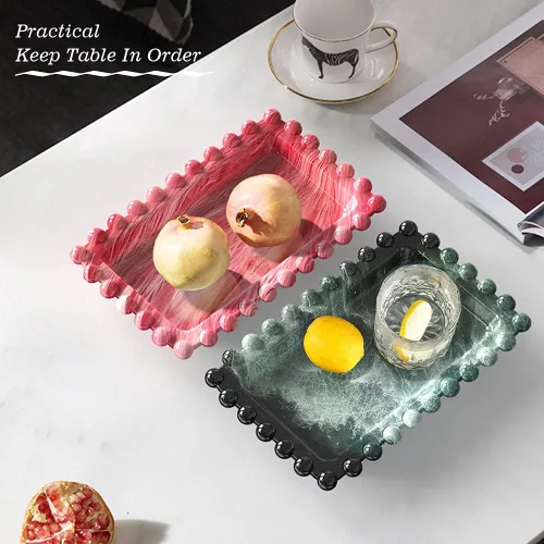 Vista 5 de Molde de bandeja de resina con bordes de cuentas, molde rectangular para placa de joyería para resina epoxi, soporte para velas, jabonera