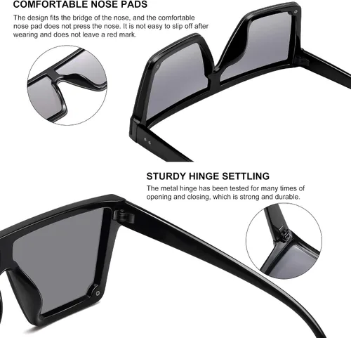 Vista 5 de STORYCOAST Oversized Square Sunglasses for Women Men Fashion Siamese Lens Style Flat Top Shield Shades