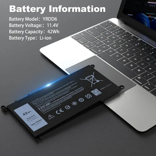 Vista 2 de Batería para portátil YRDD6 de 42 Wh, compatible con Dell Inspiron 15 5480 5481 5482 5485 5490 5491 5493 5584 5581 5585 5590 5591 5593 5594 5598 1 4