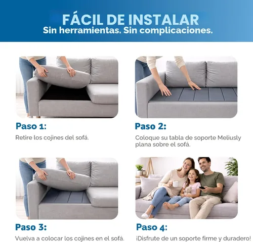 Vista 4 de Meliusly Soporte de cojín de sofá resistente para cojines caídos (21 x 48) tablero de soporte de cojín de sofá de madera diseñada para asiento