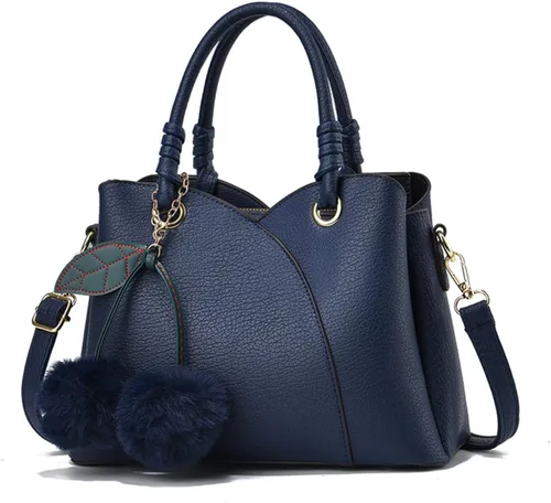 Vista 14 de NICOLE & DORIS Bolso de mano para mujer, bolso de hombro de moda con asa superior, bolsos elegantes con pompón