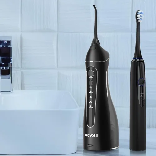 Vista 6 de Irrigador dental de agua inalámbrico para dientes – Nicwell 4 modos de irrigador bucal dental, portátil y recargable IPX7, impermeable, potente
