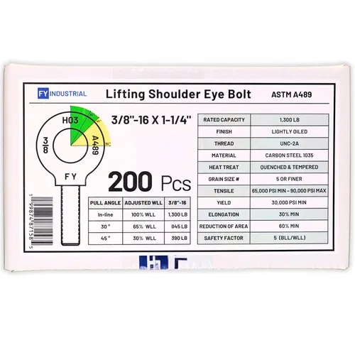 Vista 48 de Perno de Ojo de Hombro para Elevación de 1-1/4"-7 X 3