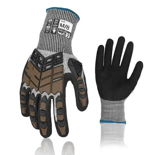 Vista 28 de Guantes de trabajo de seguridad Graloky, guantes de impacto para hombres y mujeres, guantes resistentes a cortes antideslizantes de trabajo pesado