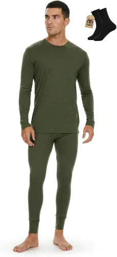 Vista 16 de MERINNOVATION Merino Wool Base Layer Set for Men 100% Merino Wool Pajamas Set Thermal Sleep PJS Lite - Midweight Top, Bottom . Carbón 165