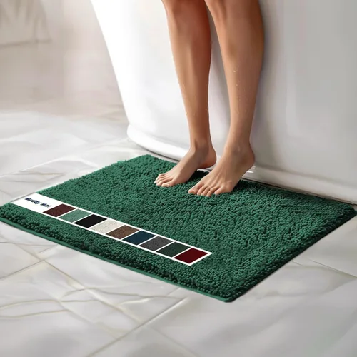 Vista 64 de Muddy Mat Alfombras de Baño de Chenilla de Microfibra de Secado Rápido Antideslizantes Lavables, Extra Gruesas, Suaves y Altamente Absorbentes Gris