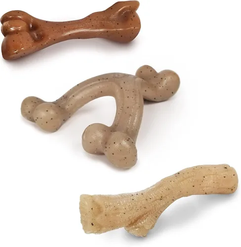 Vista 15 de Nylabone Juguete masticable fuerte de hueso de fémur gourmet para cachorros, juguetes calmantes para la dentición de cachorros, enriquecimiento