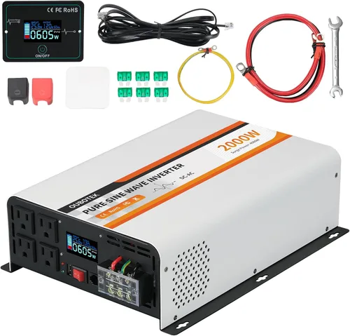 Vista 10 de Inversor de Potencia de 1000 Vatios Potencia Pico 2000W Onda Sinusoidal Pura 12V DC a 120V AC Convertidor RV con Control Remoto Inalámbrico Pantalla