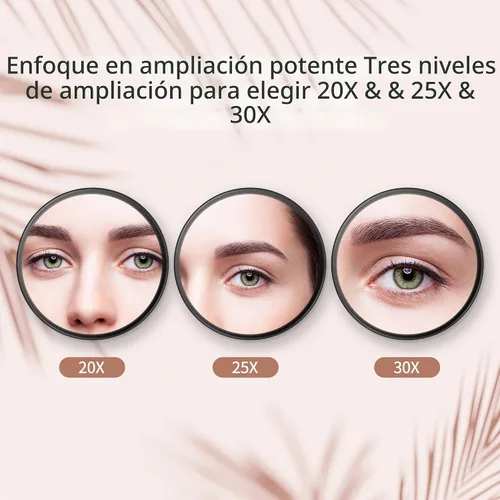 Vista 3 de MIYADIVA Espejo de aumento 20X, pequeño espejo de viaje con ventosa y pinzas, 3.5 pulgadas Negro-20x